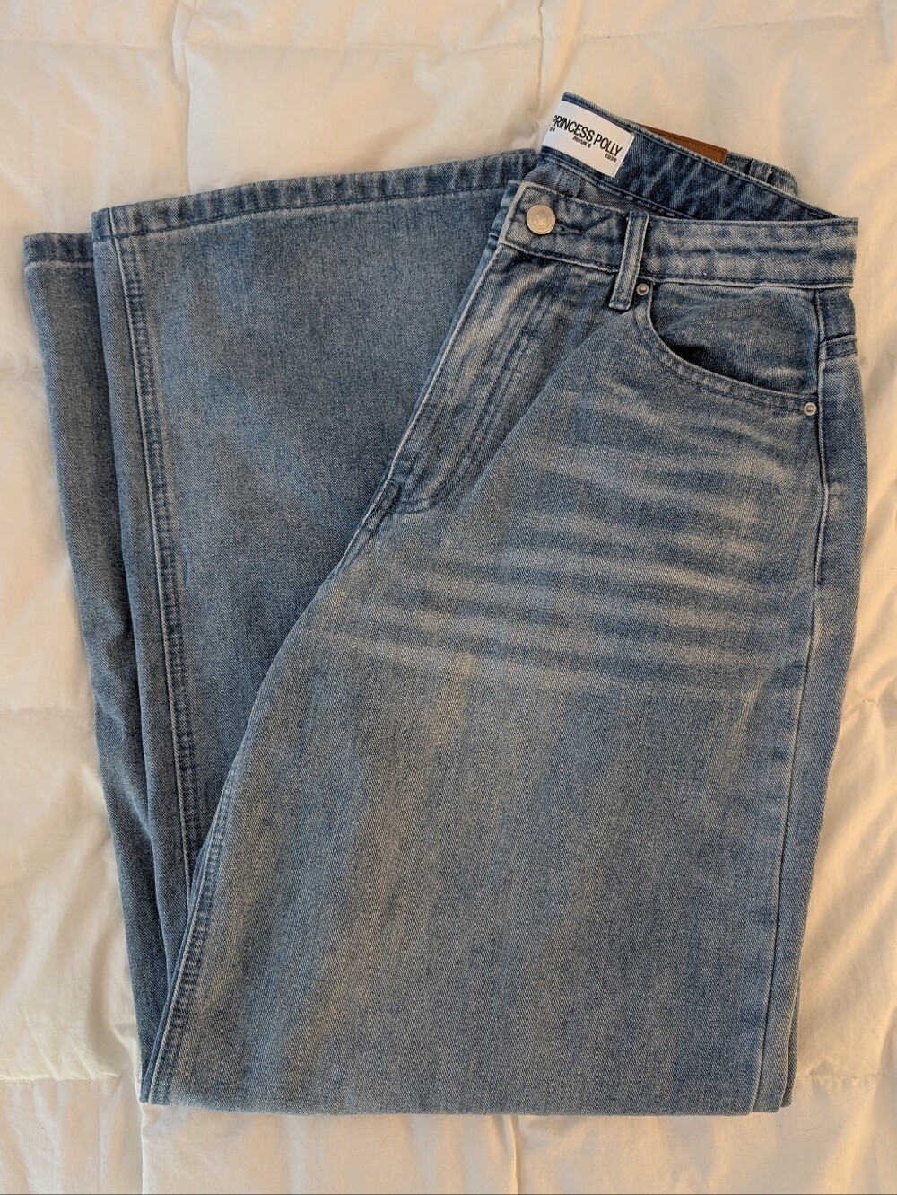 Princess Polly Wide Leg Jeans High Waisted Medium Wash Denim Size 4